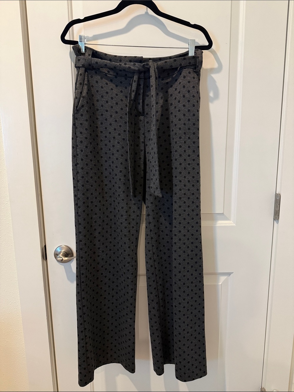 Grey NY & company Polka Dot Wide-Leg Pants - L